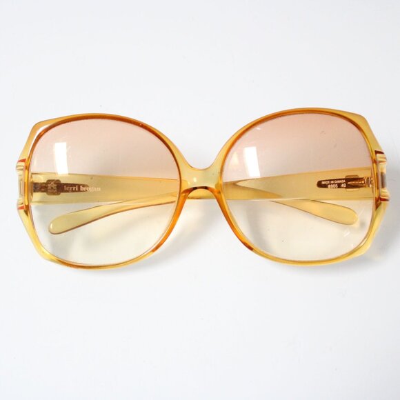 Vintage Terri Brogan Oversized Sunglasses Amber Yellow Gradient Made in Canada - Picture 1 of 9